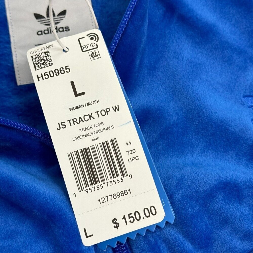 Adidas Originals x Jeremy Scott Women's Track Jacket Cropped Velour Top Blue L - Picture 10 of 15